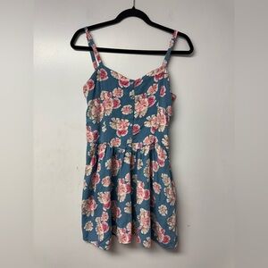 Levi’s Blue Floral Mini Dress Medium 90s Inspired Cottagecore Boho Resort Wear